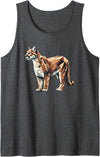 Laroli Aesthetic Art Geometric Art Cougar Cougars Mountain Lion Puma Tank Top - Dark Heather Grey