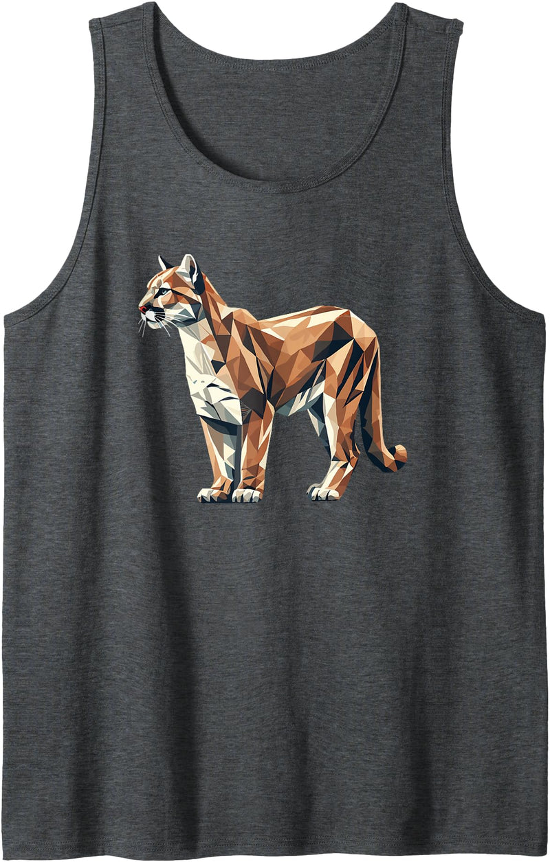 Laroli Aesthetic Art Geometric Art Cougar Cougars Mountain Lion Puma Tank Top - Dark Heather Grey