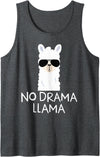 No Drama No Pob-Llama Alpaca Gifts No Drama Llama Alpaca with Sunglasses Llama Lovers Gift Tank Top - Dark Heather Grey