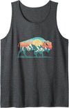 Mountain Life Outdoor Bison Buffalo Shirts & Gifts Vintage National Park Bison Landscape Buffalo Retro Tank Top - Dark