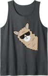 Funny Llama And Alpaca Gifts Alpaca Lover Llama With Sunglasses Cute Llama Alpaca Tank Top - Dark Heather Grey