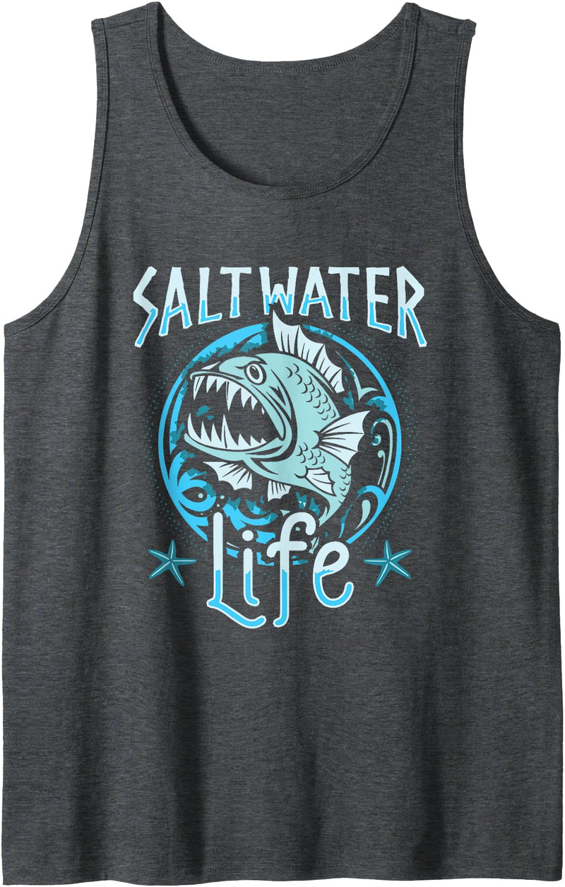 Saltwater Life Tees Saltwater Life Fishing Tank Top - Dark Heather Grey