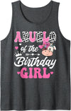 Birthday Girl Farm Cow Matching Party Abuelo of The Birthday Girl Farm Cow 1St Birthday Girl Tank Top - Dark Heather Grey
