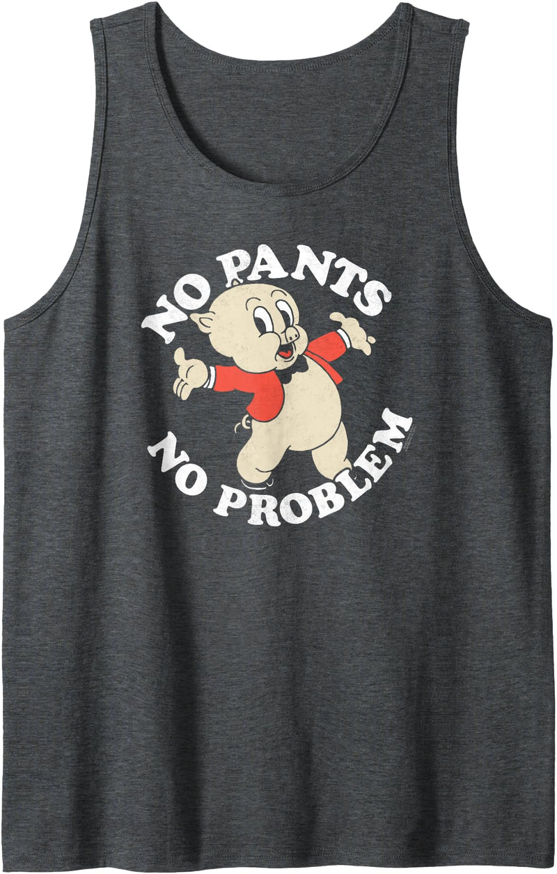 Looney Tunes Porky Pig No Pants Tank Top - Dark Heather Grey