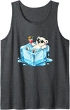 Cool Polar Bear Summer Vibes Chill Ice Cube Lazy Polar Bear in Ice Cube Tropical Cocktail Tank Top - Dark Heather Grey