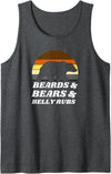 Bear Shirts for Men - Gay Pride 2024 Beards & Bears & Belly Rubs Leather Daddy Bear LGBTQ Print Tank Top - Dark Heather Grey
