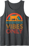 Funny Hereford Gift for Men & Women Cow Vibes Only - Cow Breeder Hereford Cattle Farmer Tank Top - Dark Heather Grey