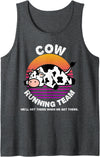 Running Shirts by CrushRetro Funny Dairy Cow Running Team Shirt Kids Men Women Gift Tank Top - Dark Heather Grey