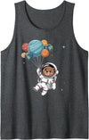 Astronaut Balloon Mens Astronaut Costume Kids Womens Astronaut Bear Holding Planet Balloons Outer Space Tank Top - Dark Heather Grey