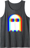 Threadrock Vaporwave Psychedelic Ghost Retro Halloween Techno EDM Tank Top - Dark Heather Grey