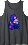 Galaxy Bear Space Flowers Cute Cosmic Night Cosmic Night Bear with Colorful Space Flowers Tank Top - Dark Heather Grey