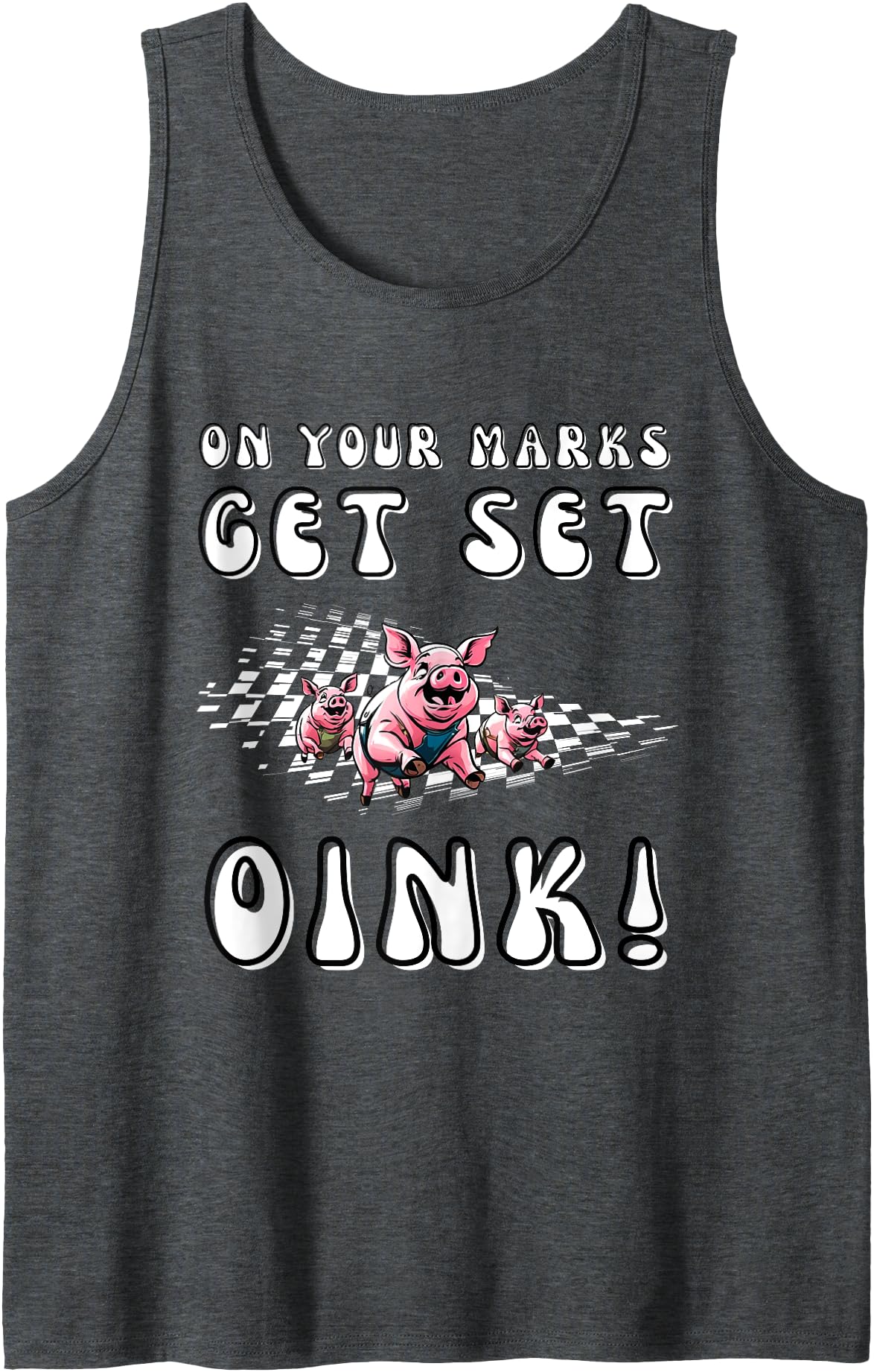 For Pig Racer and Pig Race Lover PIG Race Team Pig Running Team funny Pic Racing Tank Top - Dark Heather Grey