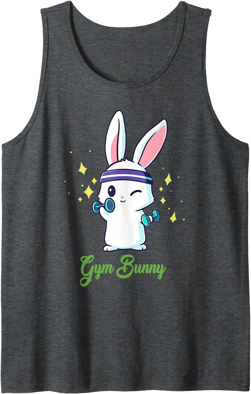 Gym Bunny Unisex Fitness Rabbit Lover Gym Workout Tank Top in Dark Heather Grey