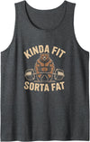 Bear Powerlifting Kinda Fit Sorta Fat Gym Humor Funny Kinda Fit Sorta Fat Bear Powerlifting Tank Top - Dark Heather Grey