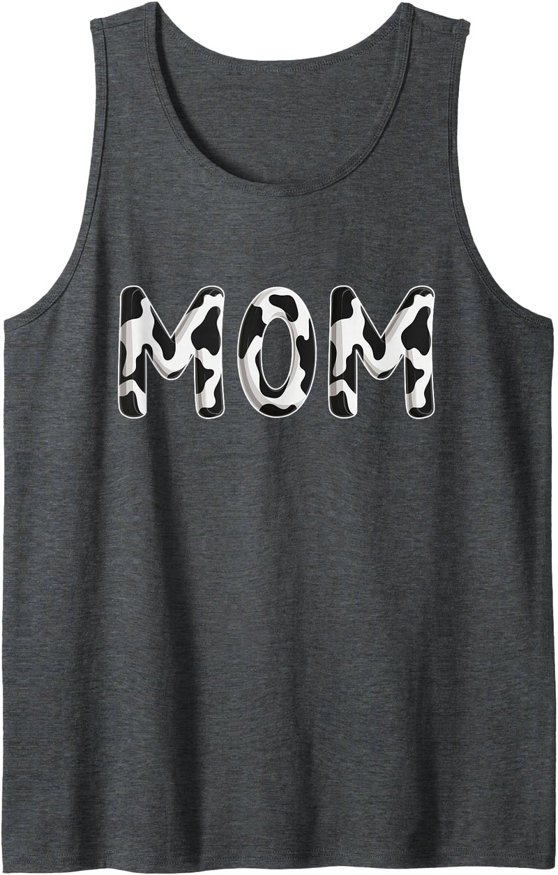 Cow Pattern Print Family Matching Birthday Shirts Cow Mom Birthday Family Matching Mothers Day Boy Girl Farm Tank Top - Dark