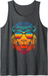 Bahaa's Tee Men's Women's Cool Lion Stylish T Shirt, Lion Graphic Design Tank Top - Dark Heather Grey