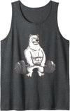 I Love Polar Bears And Fitness Polar Bear Powerlifting Weightlifting Gym And Animal Lovers Tank Top - Dark Heather Grey