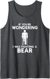 I Was Fighting A Bear Humor Designs Co. Funny Humour I Was Fighting A Bear Tank Top - Dark Heather Grey