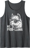 Animal Designs With Humor Outfits Funny Llama Alpaca Saying No Prob-Llama Tank Top - Dark Heather Grey