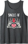 Single Lady's Single AF Skeleton and Hearts Tees Single AF skeleton hands hearts single women's halloween Tank Top - Dark