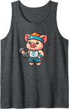 Funny Mini Pig Gifts Mini Pig Workout Pet Funny Weightlifting Tank Top - Dark Heather Grey