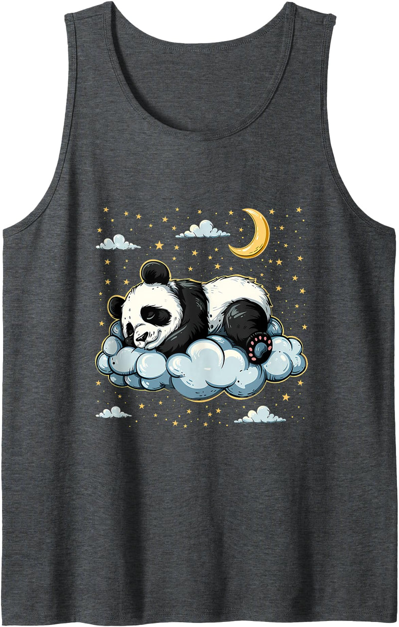 Cute Sleeping Animals Panda Sleeping Moon Napping Sleep Panda Bear Sleepy Animal Tank Top - Dark Heather Grey