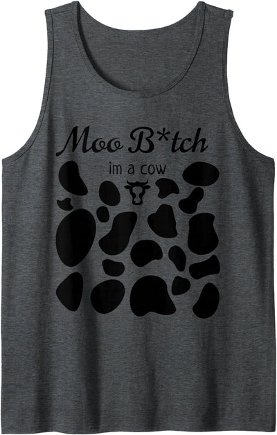Moo I'm a Cow Print Parody Costume Funny Not Spooky Tank Top