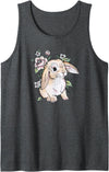 Cute Womens Watercolor Flowers Mini Holland Lop Rabbit Lover Hoodie in Dark Heather Grey