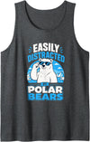 Easily Distracted By Polar Bears Tank Top - Dark Heather Grey