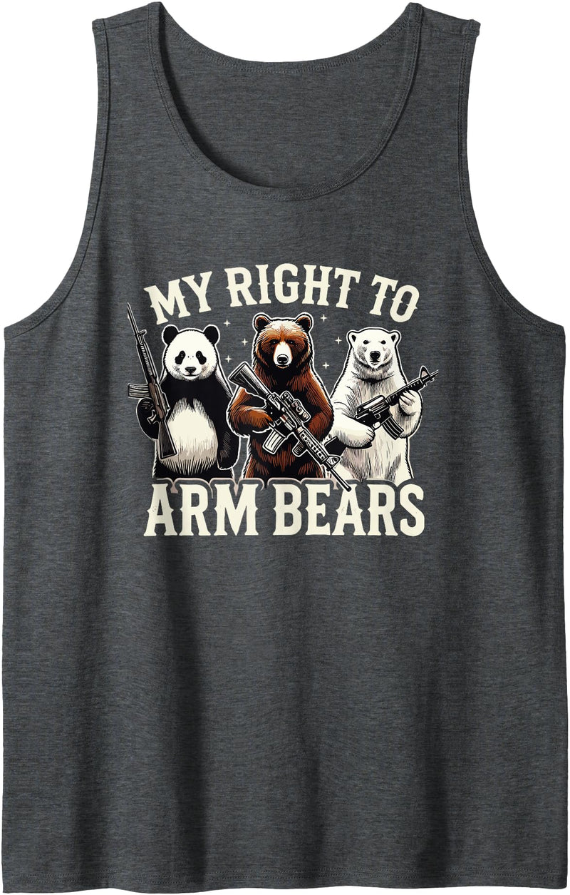 The Rizzly Bear Bro Tees Funny Bear Shirt, My Right To Arm Bears Graphic Men Tank Top - Dark Heather Grey
