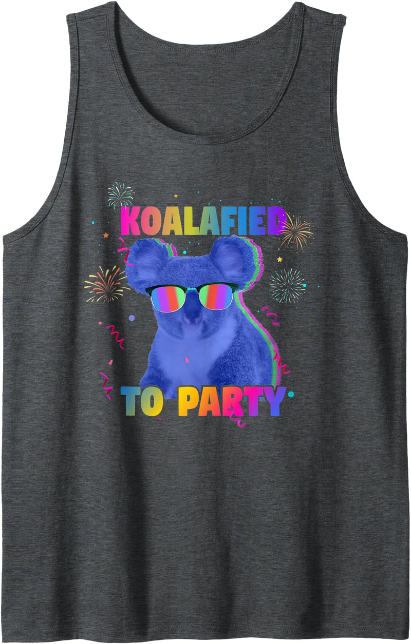 koalafied to Party Fun Animal pun new years party Koalafied To Party Fun Animal Pun Tank Top - Dark Heather Grey