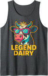 Legend Dairy Funny Cow Farmer Apparel Co. Legend Dairy Funny Farmer Cow Pun Country Graphic Tank Top - Dark Heather Grey