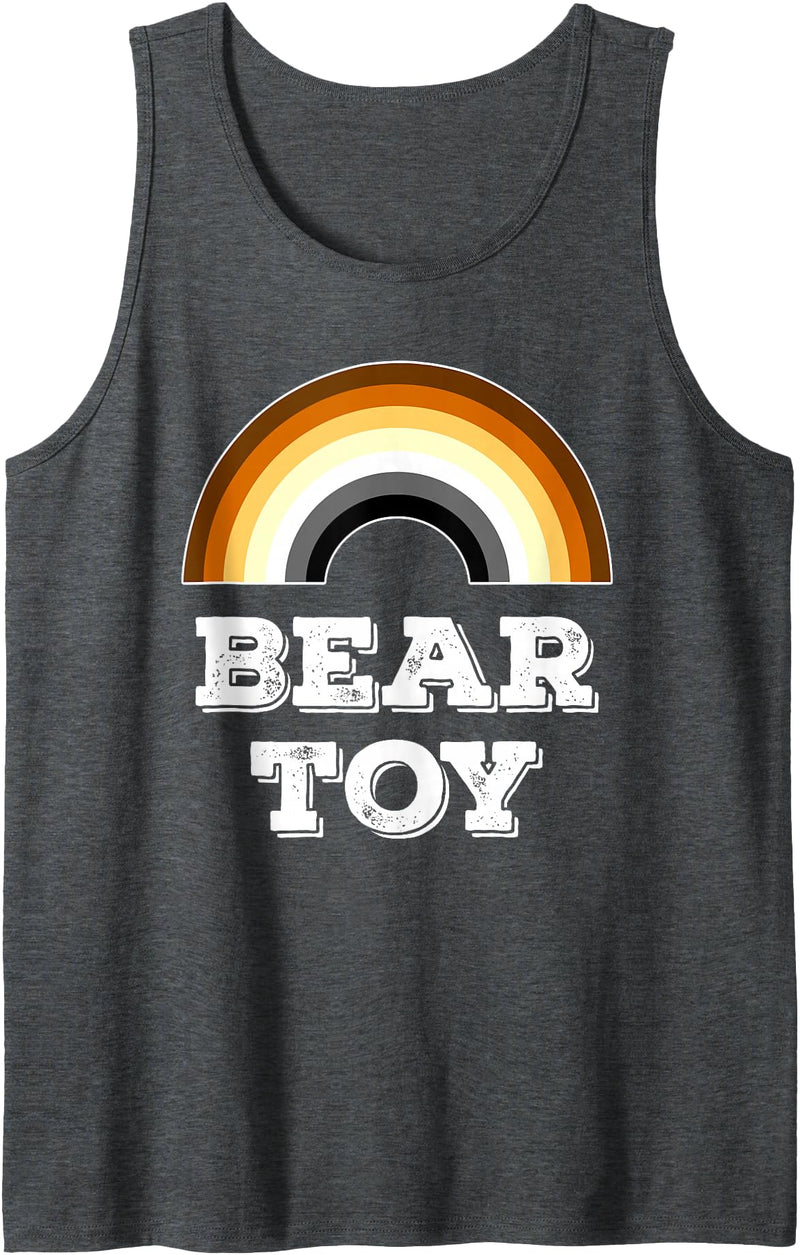 ArtDiggs-BearPride Bear Toy - Gay Bear Pride Rainbow Tank Top - Dark Heather Grey