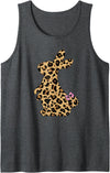 Easter Leopard Bunny Rabbit for Women and Girls, Cute Easter Tank Top in Dark Heather Grey
