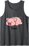 Dibba Designs Nope Pig Not Today Animal Piggy Cute Cool Funny Pig Lovers Tank Top - Dark Heather Grey