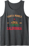 Santa Monica California CA Designs Santa Monica California Tank Top - Dark Heather Grey