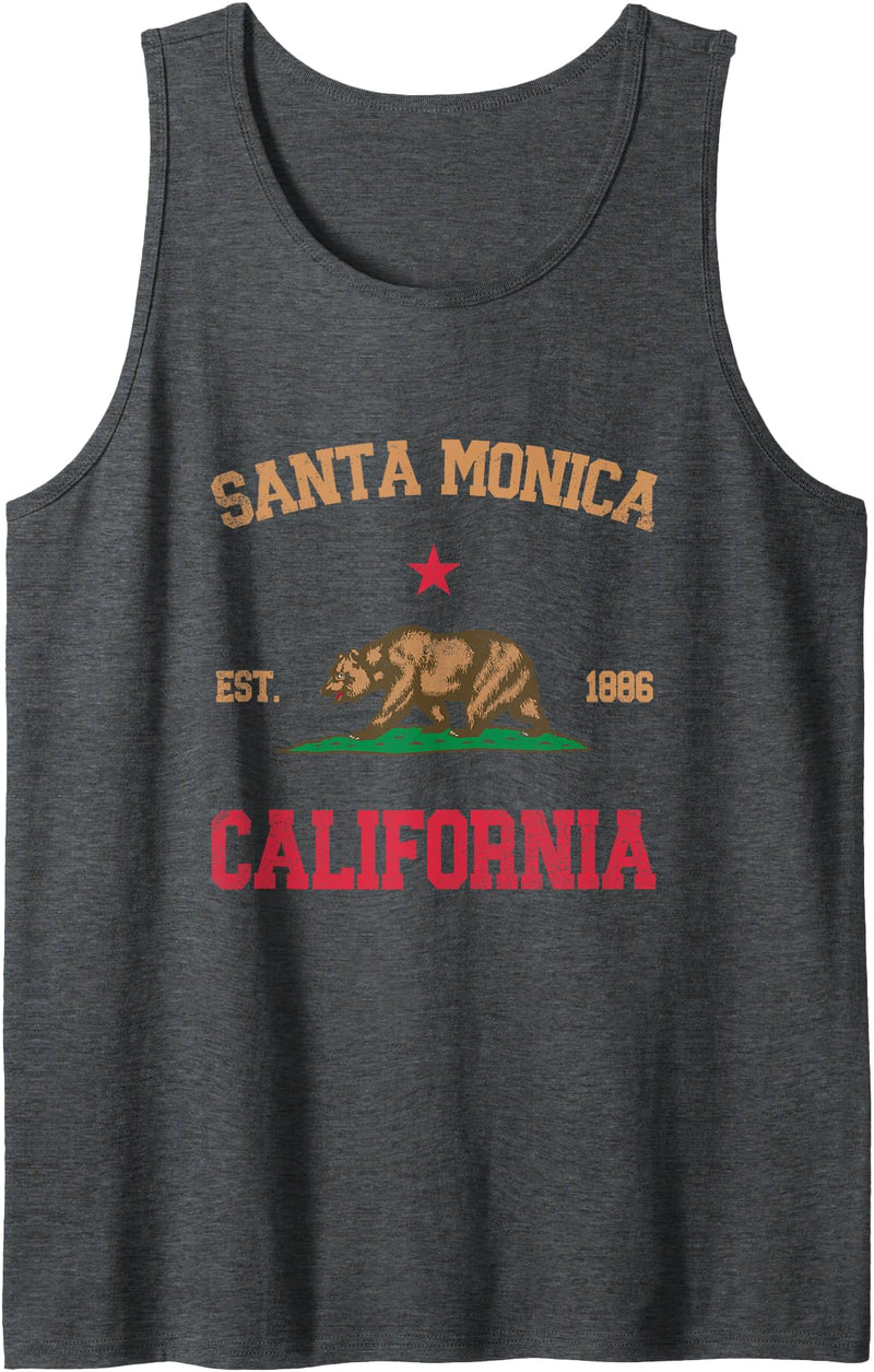 Santa Monica California CA Designs Santa Monica California Tank Top - Dark Heather Grey