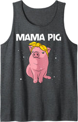 Cool Pig Gift Pig Lover Stuff & Accessories Cute Pig Art For Women Girls Mom Pig Farmer Hog Swine Lover Tank Top - Dark Heather Grey
