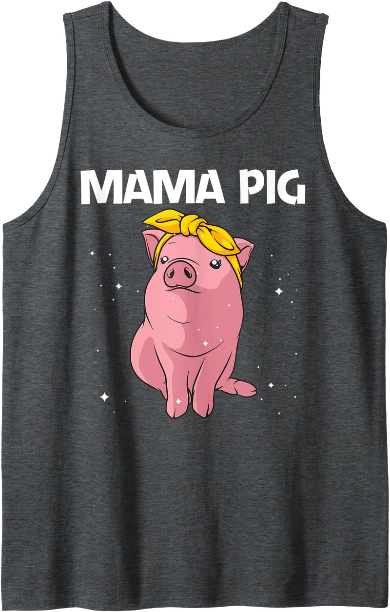 Cool Pig Gift Pig Lover Stuff & Accessories Cute Pig Art For Women Girls Mom Pig Farmer Hog Swine Lover Tank Top - Dark Heather Grey
