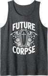 Coffin Humor Halloween Future Corpse Future Corpse Funny Halloween Coffin Bats Tank Top - Dark Heather Grey