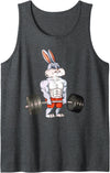 Rabbit Weightlifting Funny Deadlift Fitness Easter Day Tank Top in Dark Heather Grey