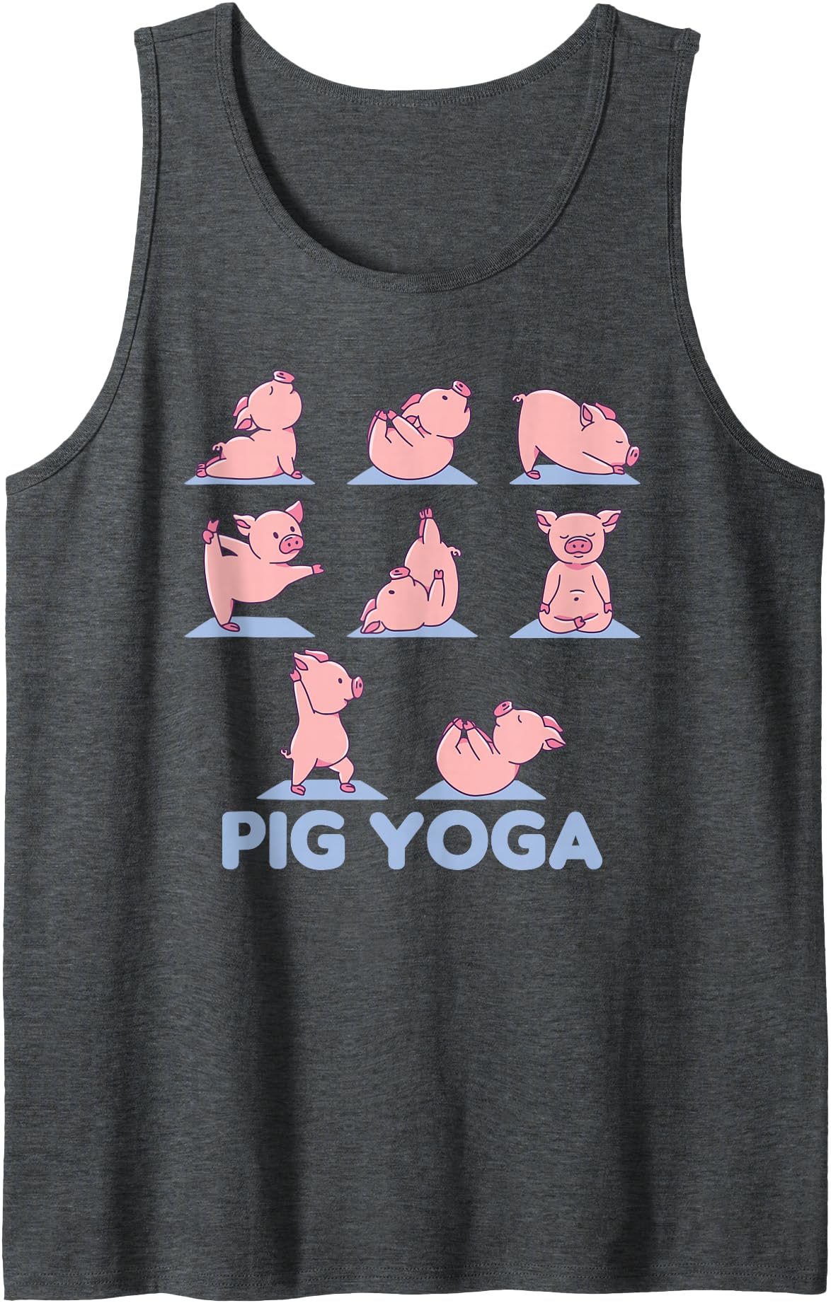 Yoga Animals are doing Sports Pig Yoga Cute Pigs Doing Sport Pig Yoga Tank Top - Dark Heather Grey