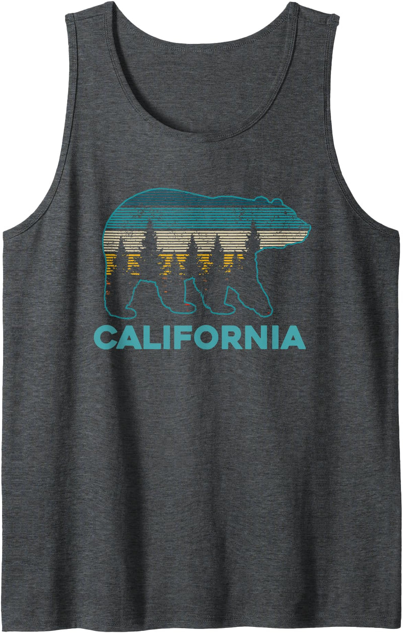 Vintage California Souvenirs & Gifts California Bear Vintage Retro Nature Hiking Souvenir Gift Tank Top - Dark Heather Grey