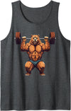 Bear Powerlifting Weightlifting Gym Apparel Bear Powerlifting Weightlifting Gym Workout Tank Top - Dark Heather Grey