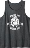 Kinda Fit Sorta Fat Gift Funny Gym Weightlifting Kinda Fit Sorta Fat Tshirt Funny Gym Body Cute Bear Retro Tank Top - Dark Heather Grey