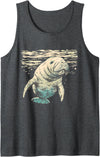 Sea Ocean Animal Art Manatee Sea Ocean Manatee Ocean Sea Animal Manatee Lover Tank Top - Dark Heather Grey