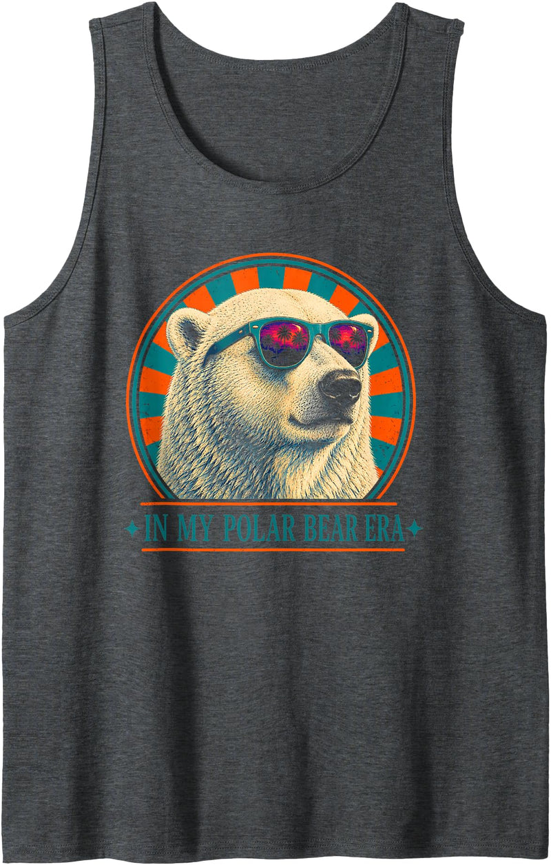 Cool Polar Bear Mom 70s Colorful Design Funny in My Polar Bear Era Cool Animal Mom Graphic Tank Top - Dark Heather Grey