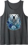 Arctic Polar Bear Crystal Rose Winter Spirit Majestic Polar Bear with Blue Ice Crystal Roses Tank Top - Dark Heather Grey