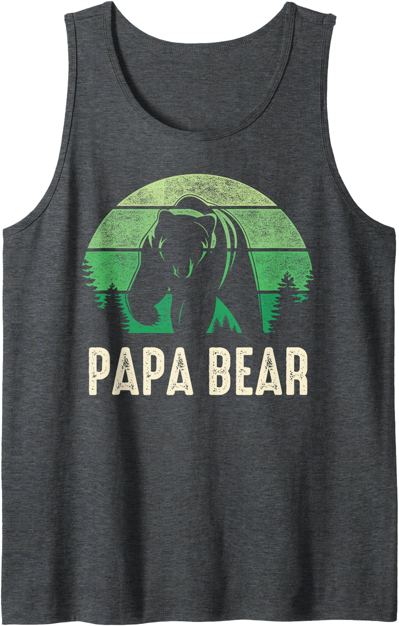 Papa Bear Tops Green Retro Mens gift Tank Tops Papa Bear Tank Top Green Retro Mens gift Tank Top - Dark Heather Grey