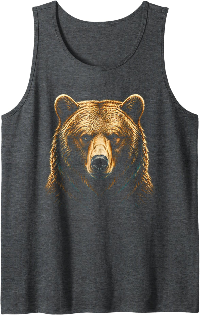Realistic Bear Portrait Wildlife Realistic Bear Portrait Bear Wildlife Tank Top - Dark Heather Grey